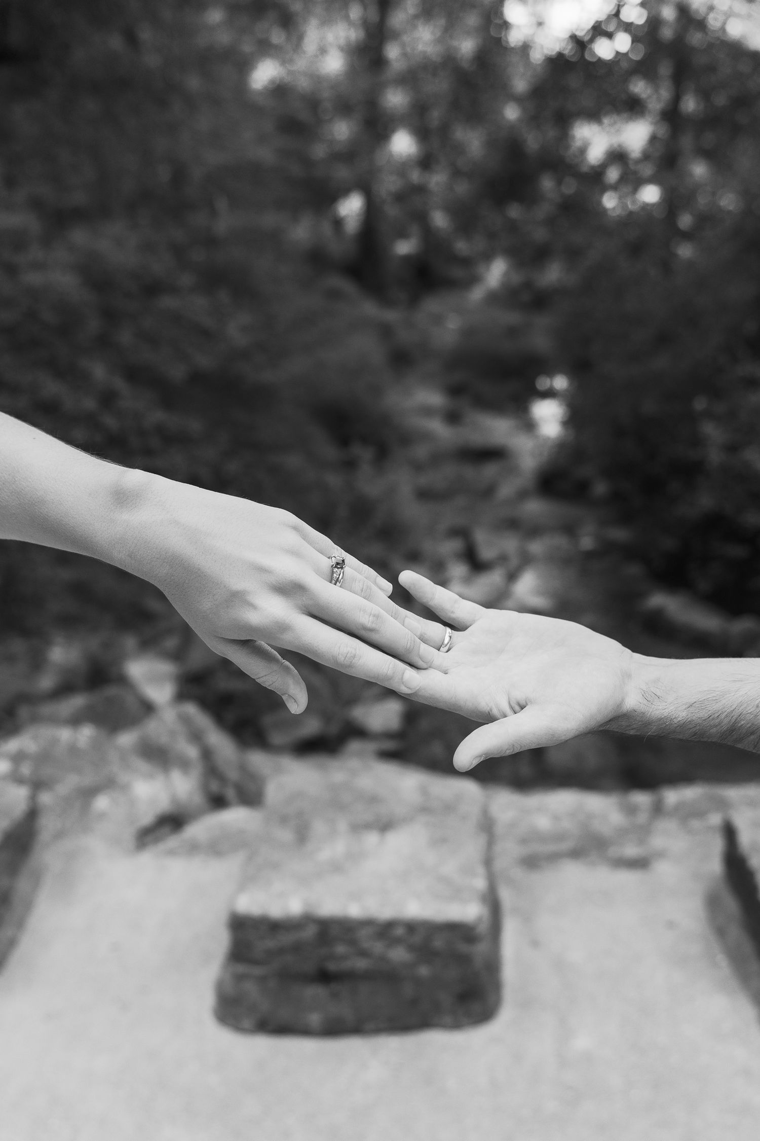 close-up of an engagement ring during a Pennsylvania engagement photography session