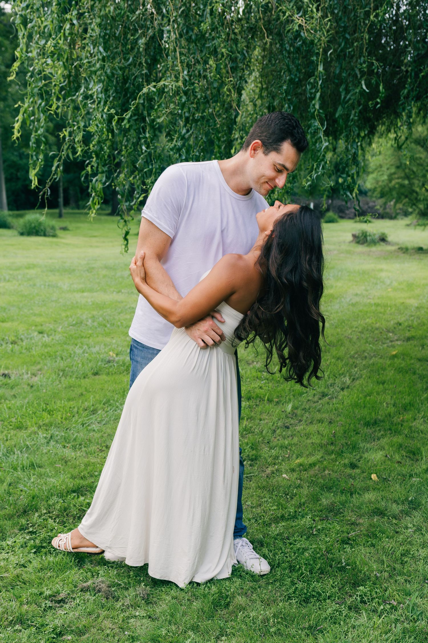 Couple sharing a romantic moment during an outdoor couples photography session in Pennsylvania