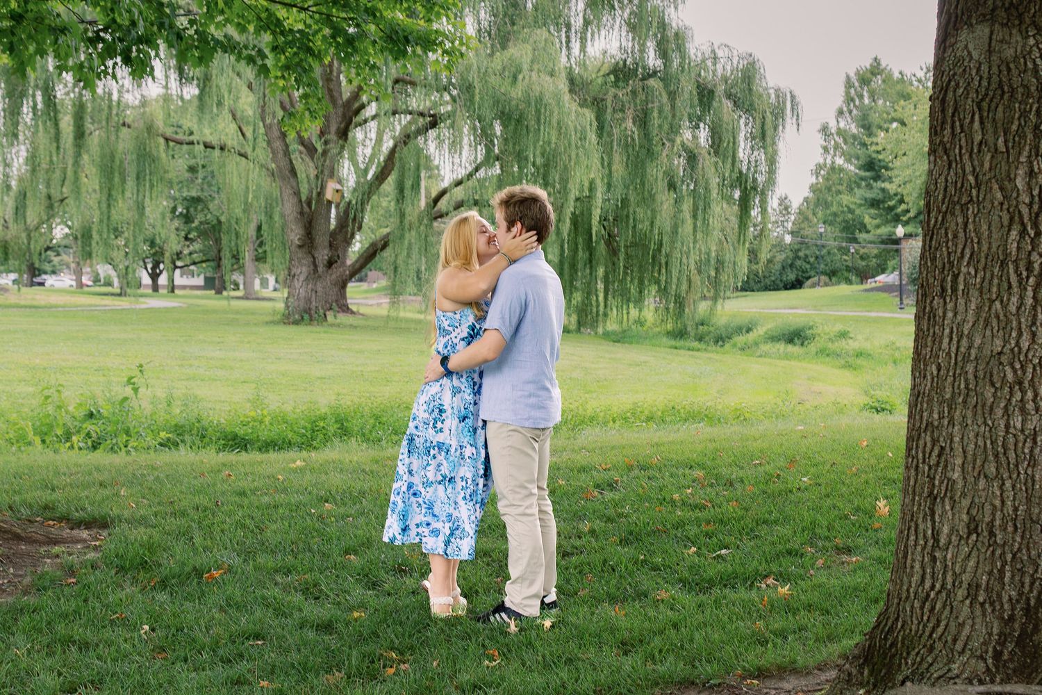 Couple embracing at Greenfield Park during a couples photography session in Lancaster, Pennsylvania