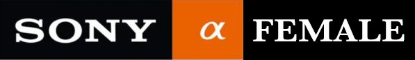 Sony Alpha Female logo with orange and black branding.