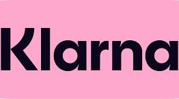 Klarna buy now pay later brand logo in dark text on pink background.