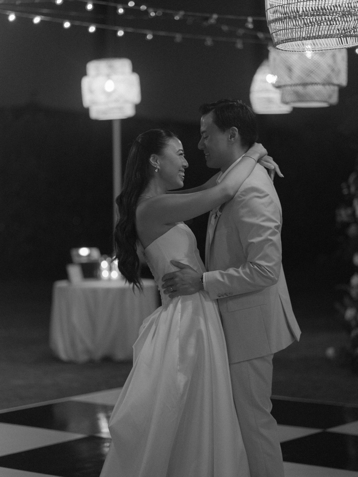 Ashley and Ryan sharing their first dance during their Hacienda Pinilla wedding reception