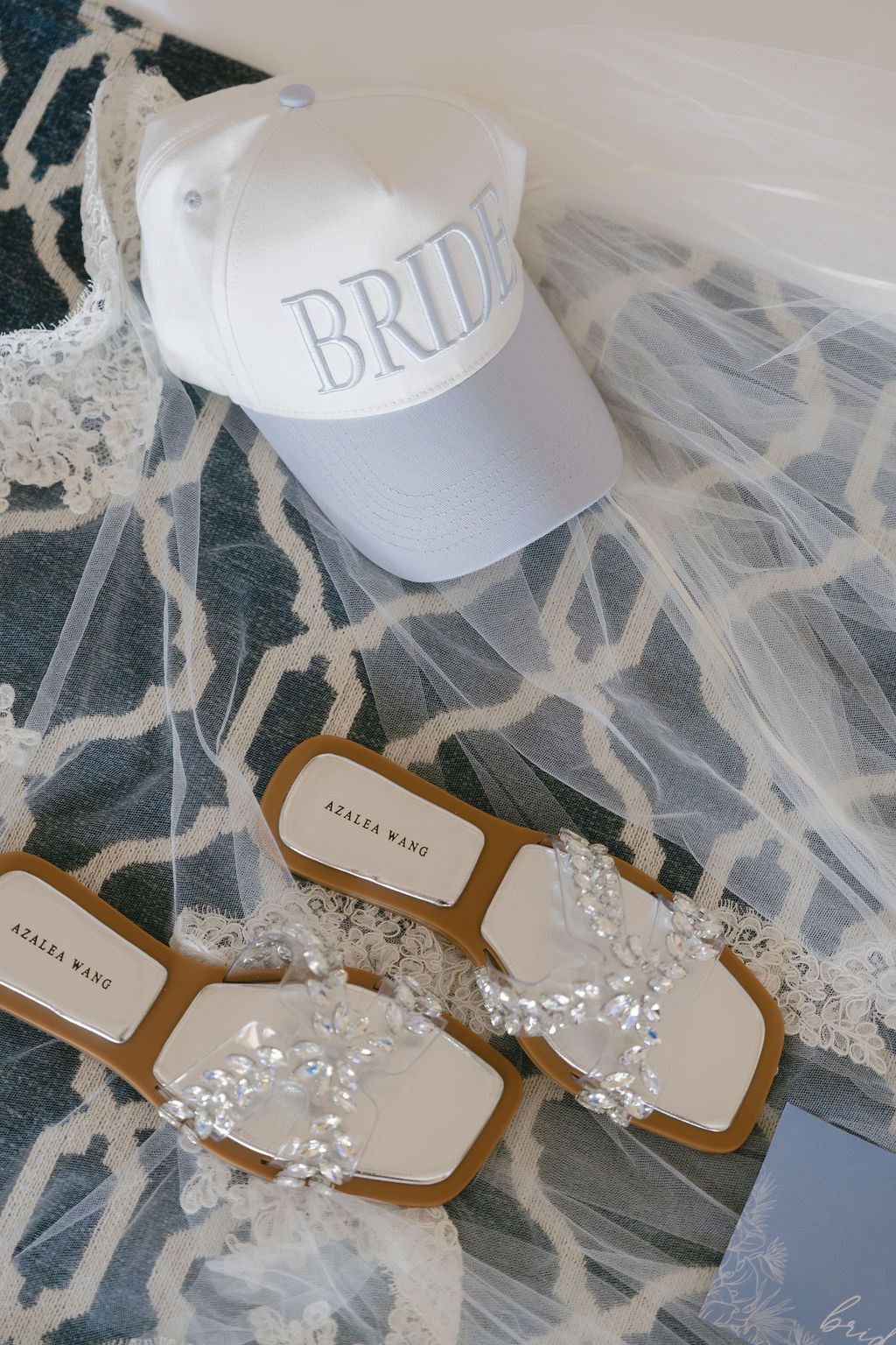 Bridal shoes, veil and wedding details photographed before a destination wedding in Costa Rica.