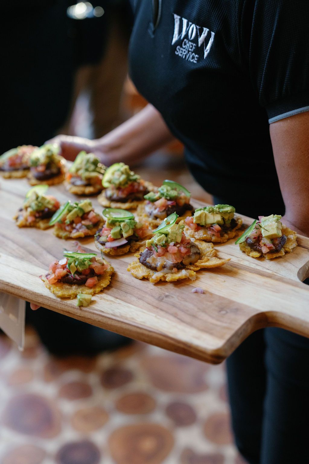 Passed appetizers prepared for an intimate wedding reception at Villa Punto de Vista.