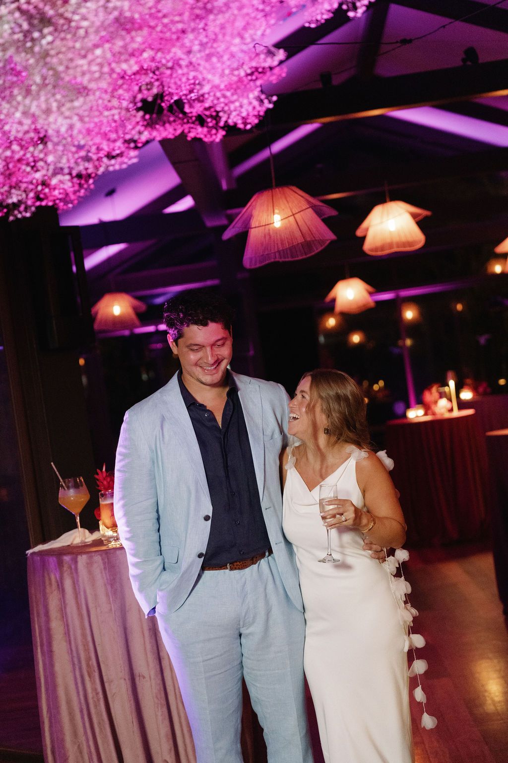 Maureen and Major together during their wedding welcome party in Costa Rica