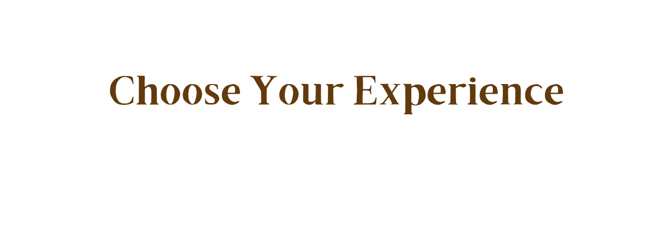 'Choose Your Experience' text displayed against transparent background.