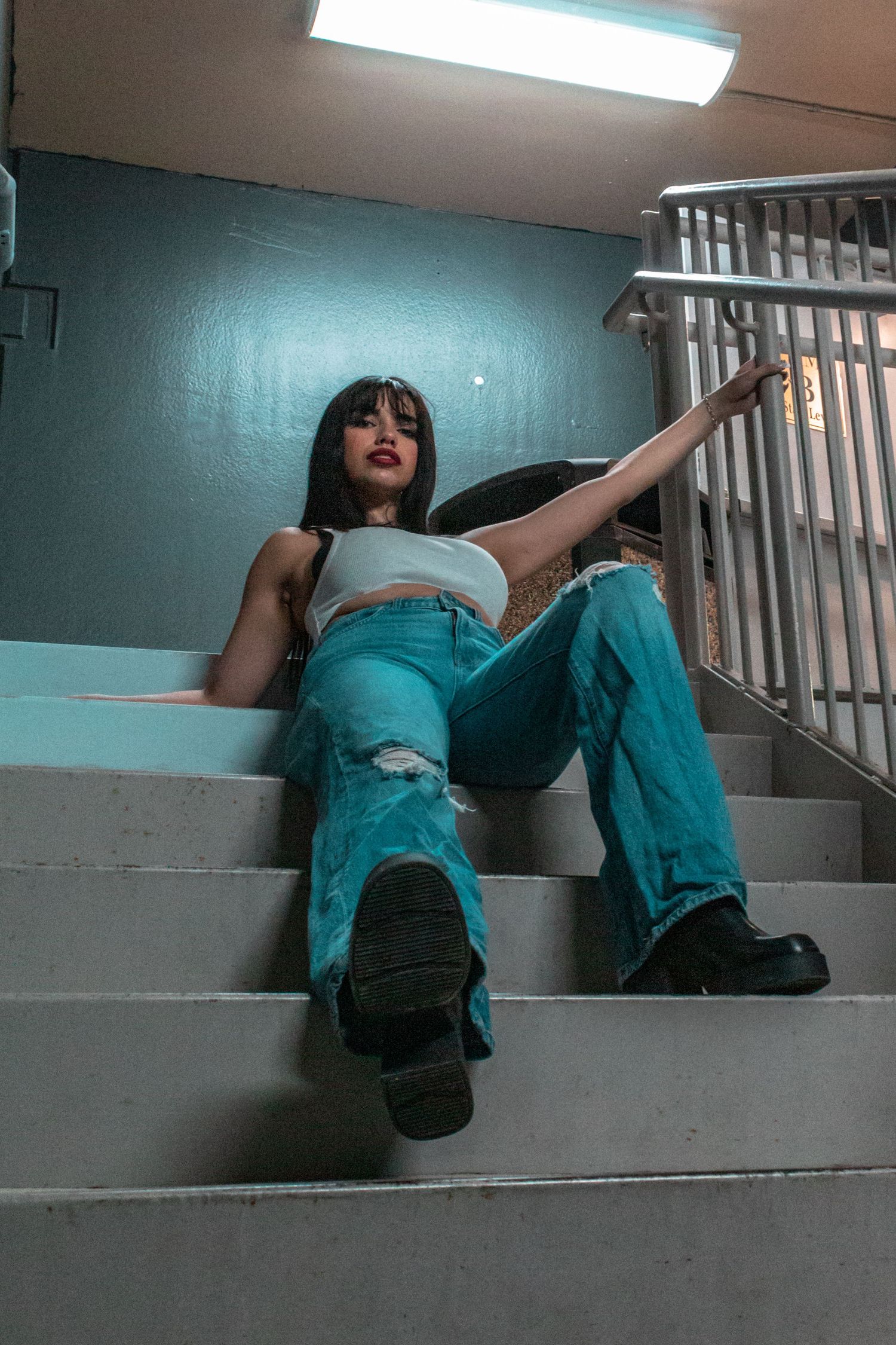Edgy, Editorial portrait taken in a parking garage in San Antonio, Texas