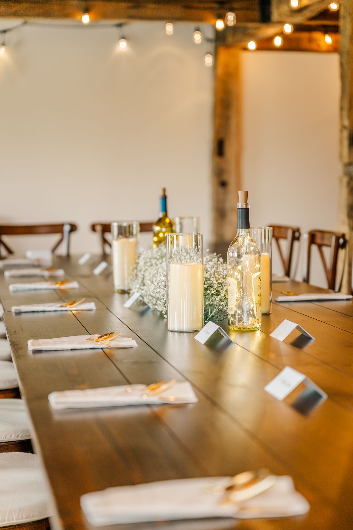 Rustic wedding reception at The Old Barns at Dry Run Farms in Williamsport, Ohio.