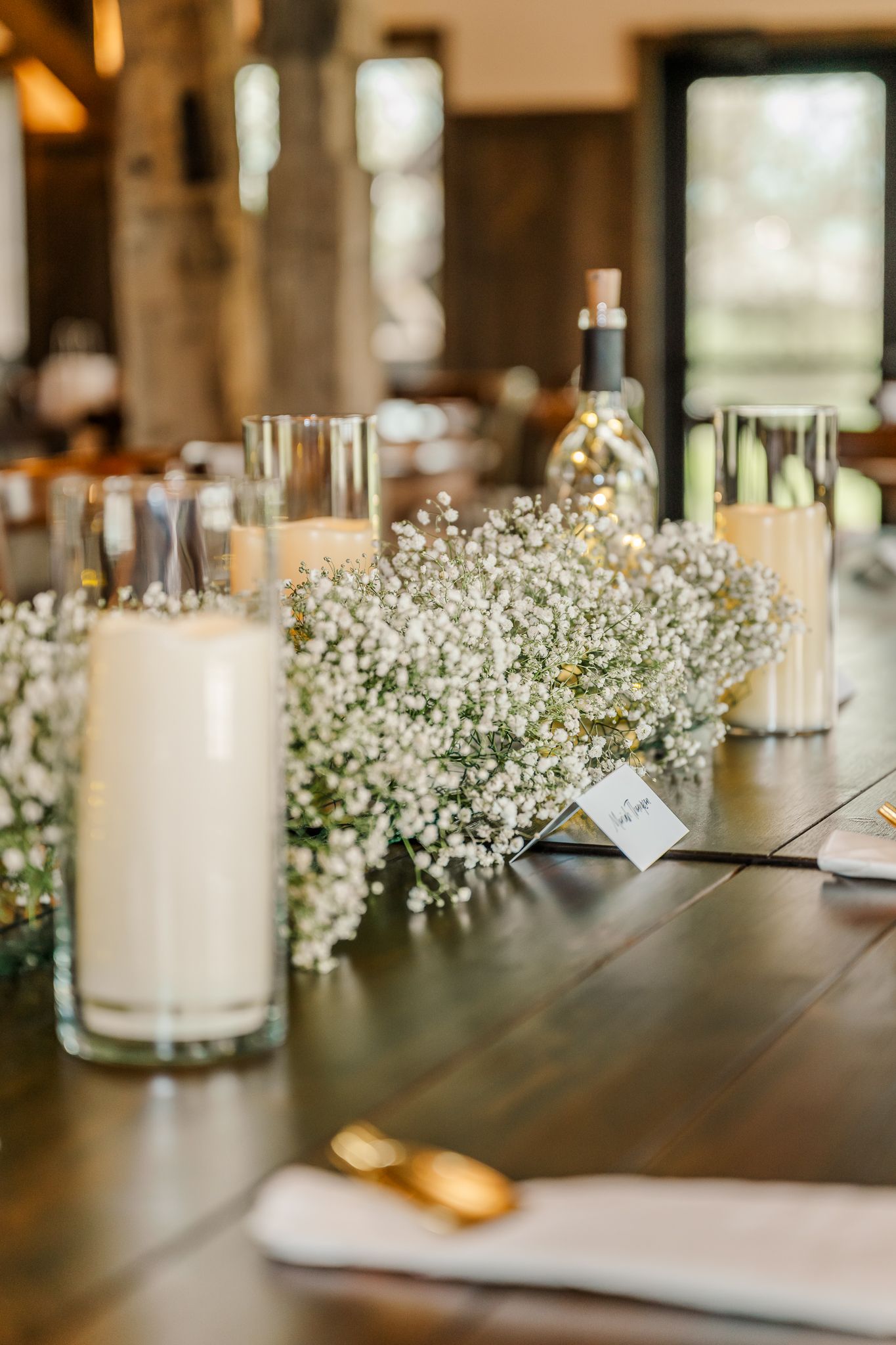 Rustic wedding reception at The Old Barns at Dry Run Farms in Williamsport, Ohio.