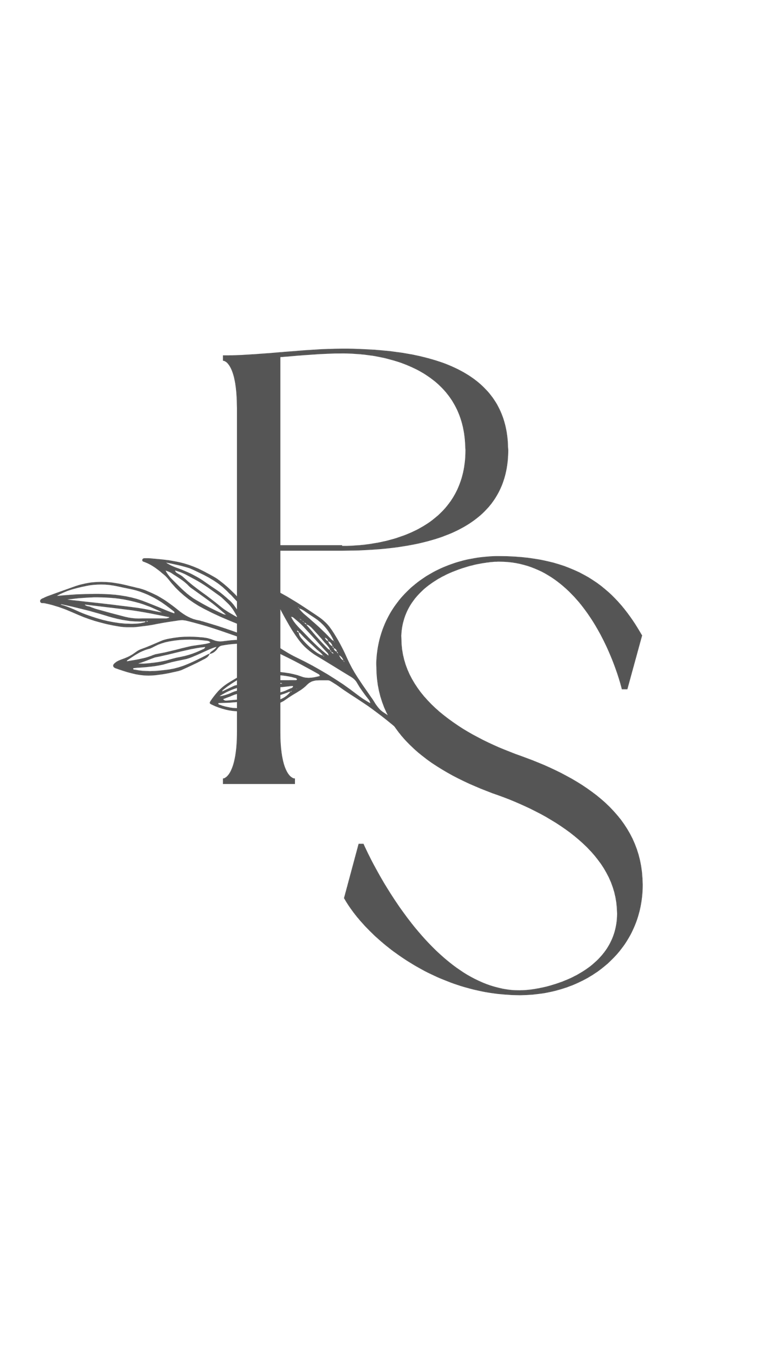 Decorative typography featuring elegant serif letters with minimalist leaf details.