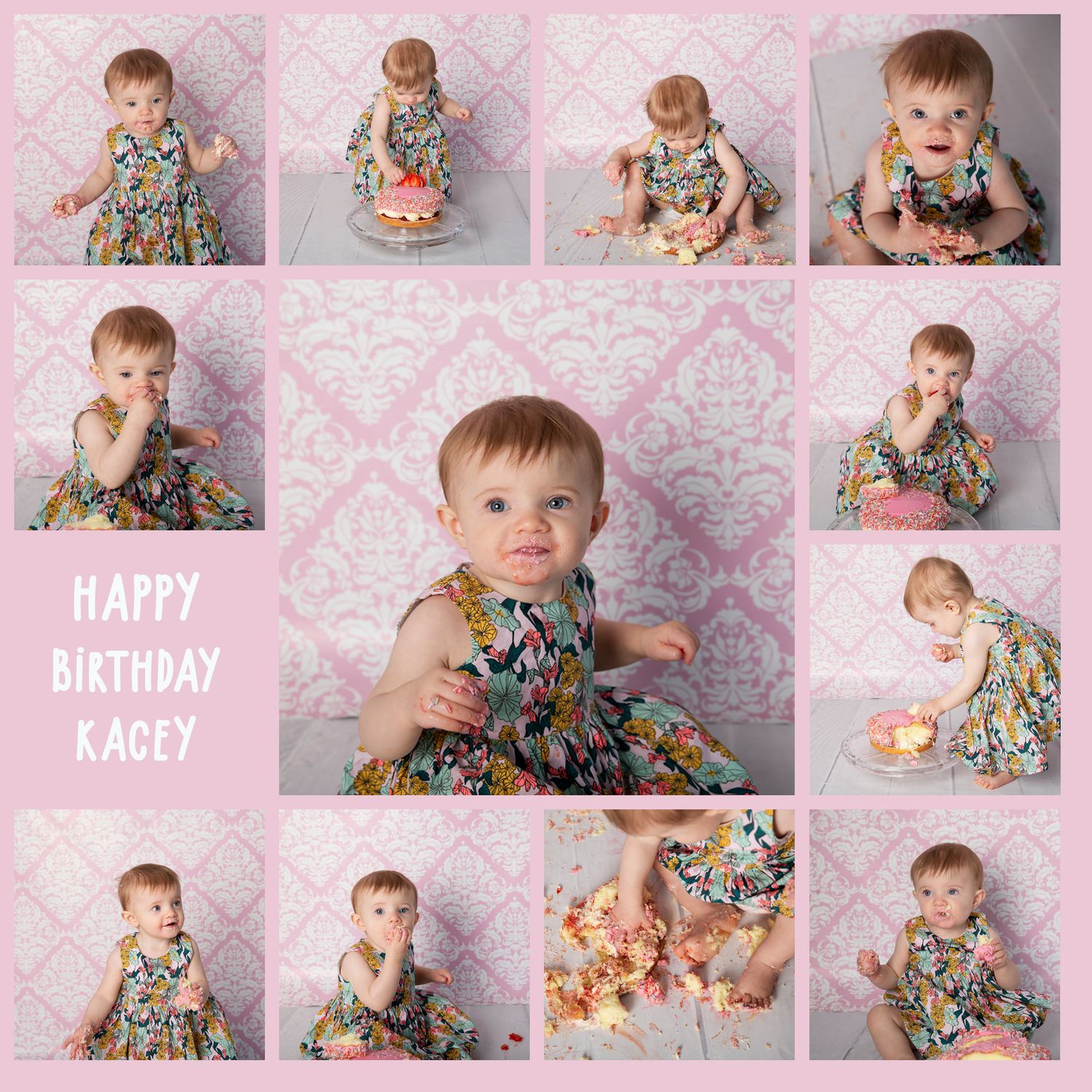 First Birthday Cake Smash Collage photoshoot.