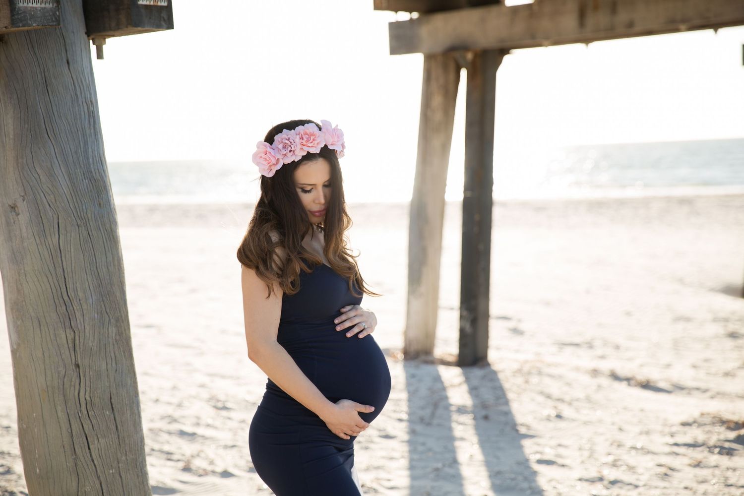 Golden Hour at Largs Bay Beach, gorgeous feminine maternity portrait Adelaide SA.