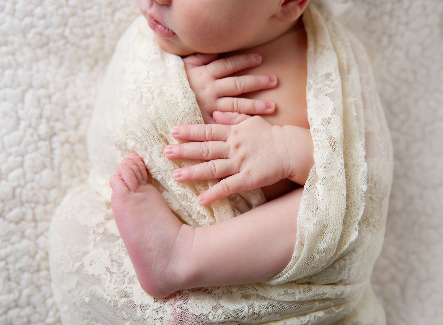 Close up photograph on newborn babies hands and toes. In-home newborn photoshoot in Adelaide SA.