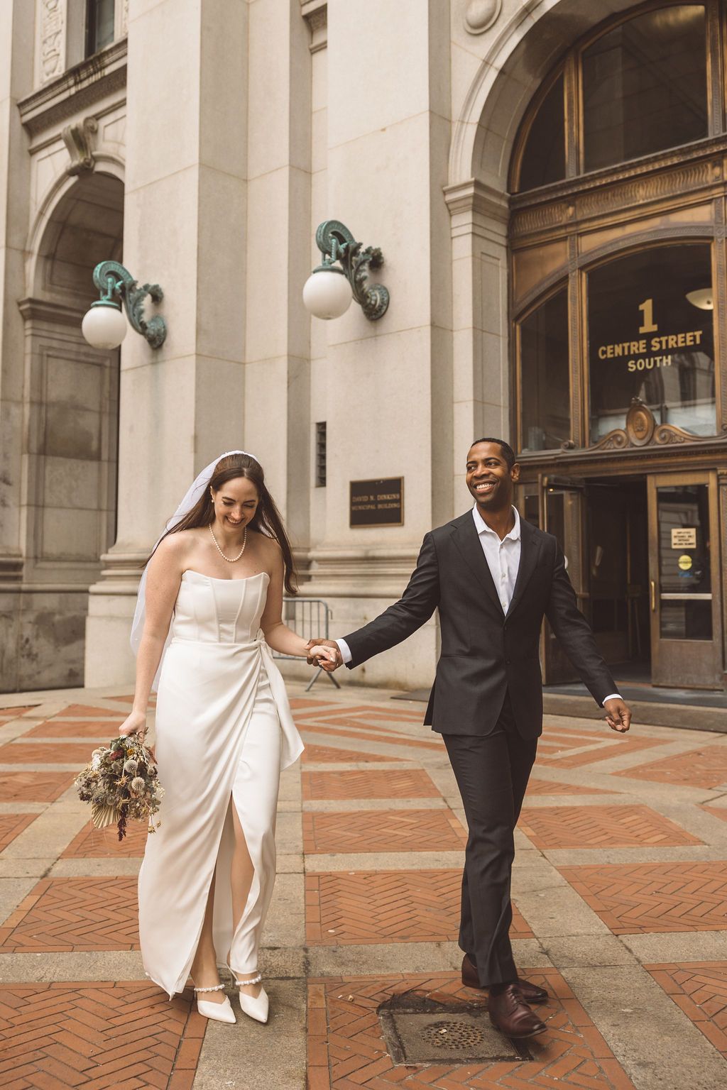 couple celebrating their elopement in NYC
