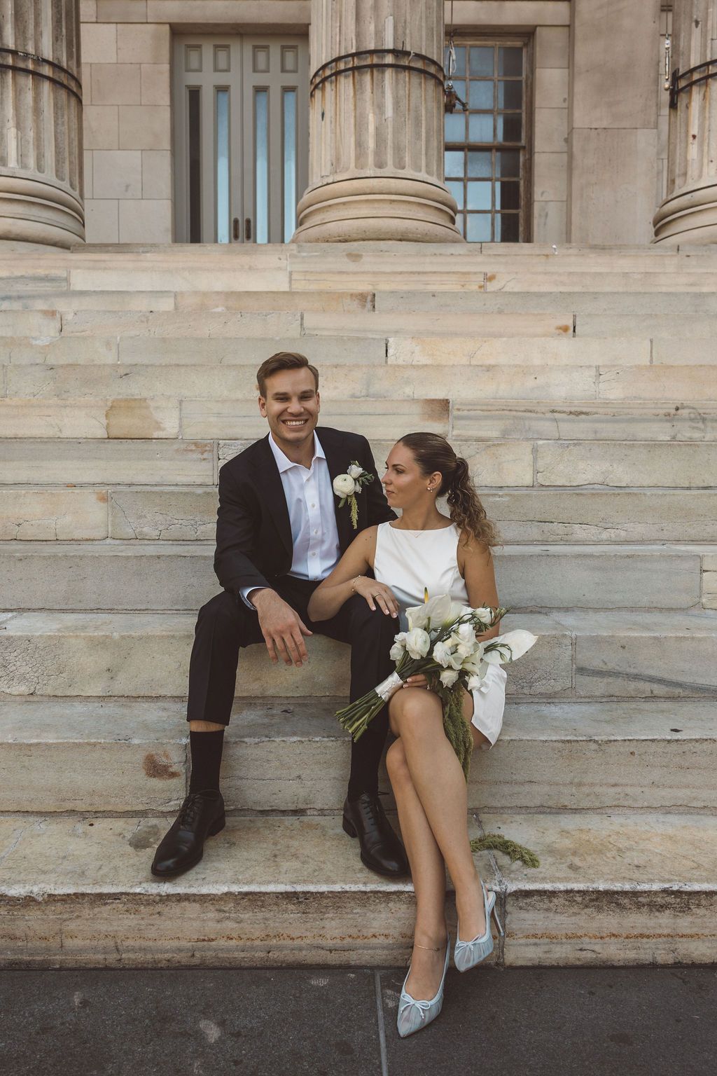 couple celebrating their elopement in NYC