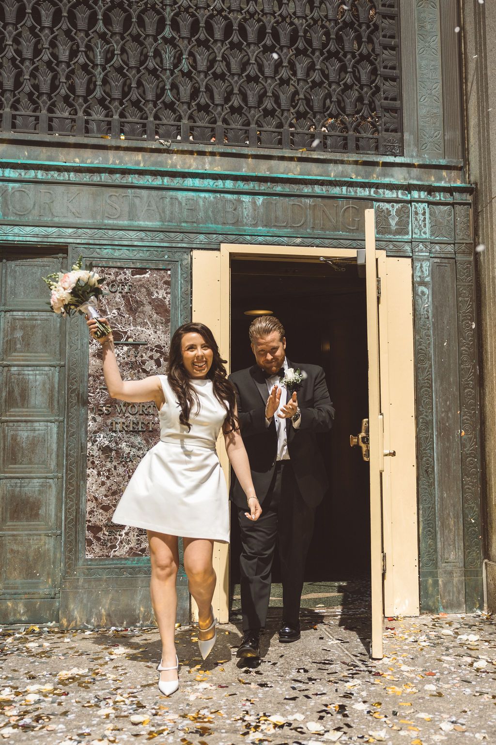couple after their dream nyc wedding ceremony
