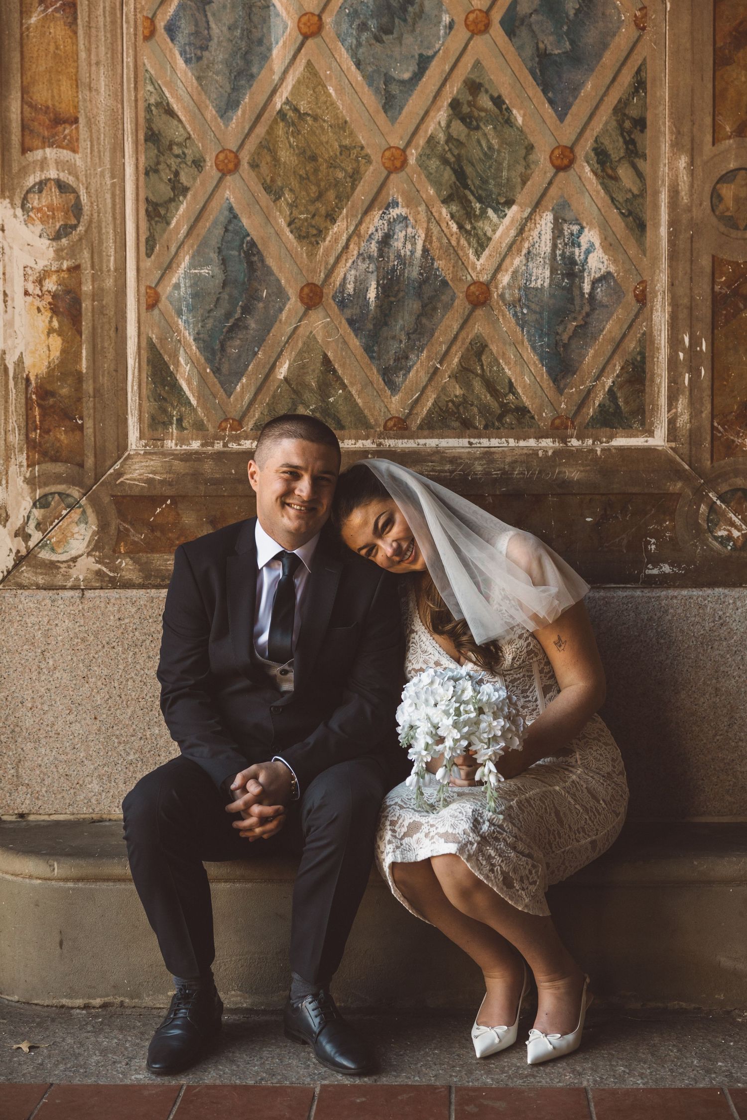 portrait of the newlyweds after their dream NYC elopement ceremony