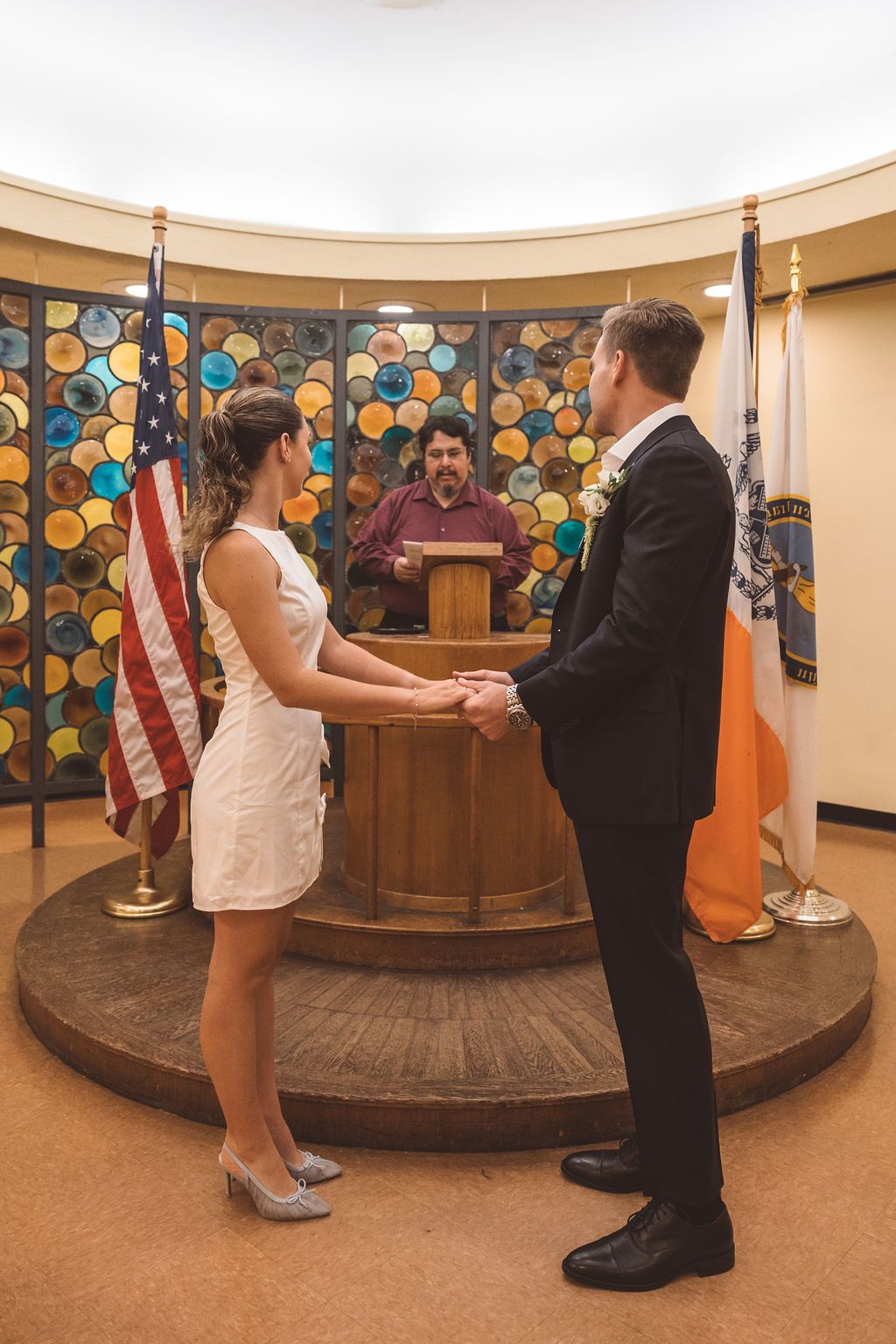 bride and groom at their intimate wedding ceremony
