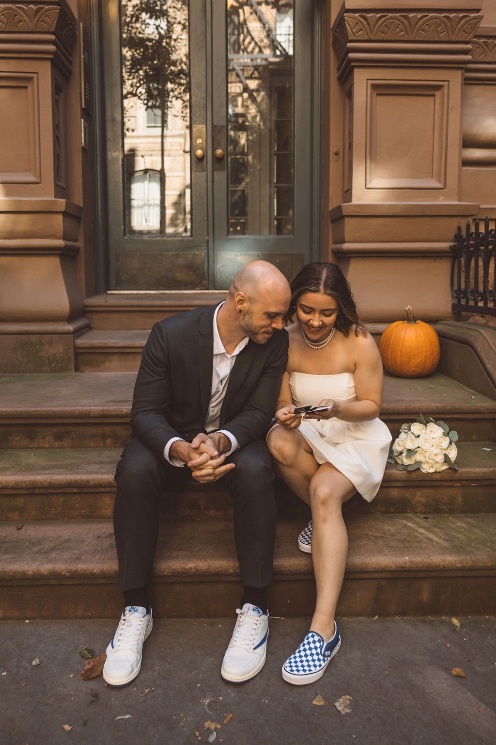 couple walking around manhattan during their session