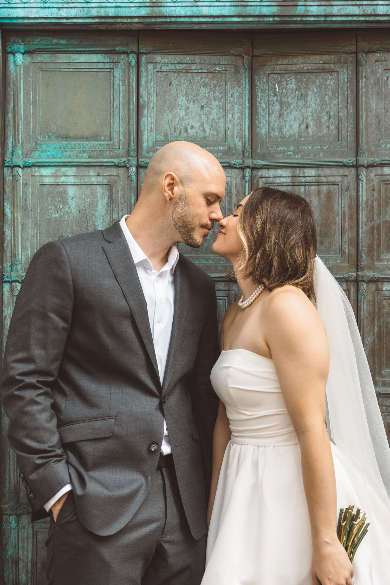 Couple at their dream elopement in NYC