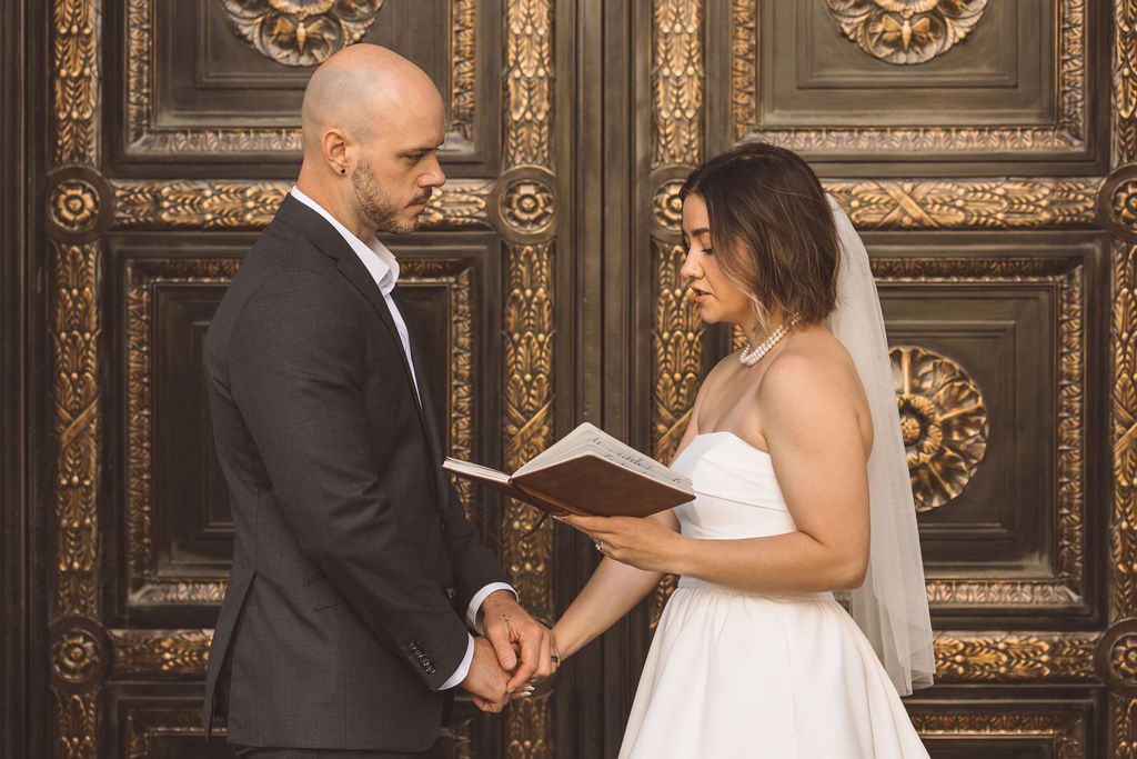 couple reading their private vows