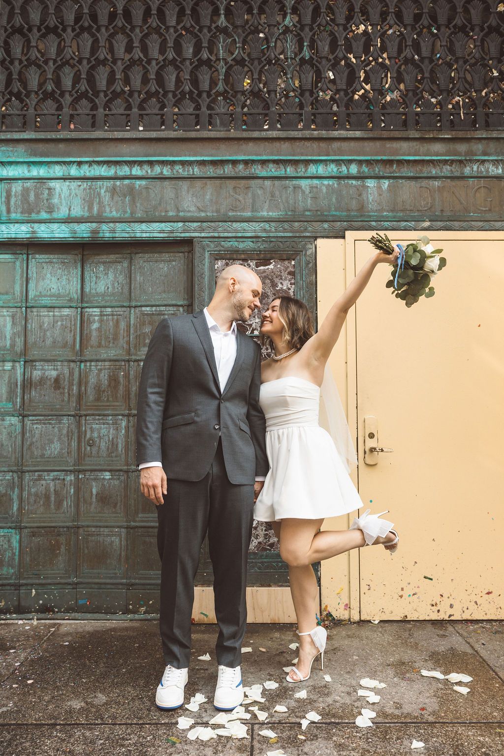 bride and groom kissing after their ceremony