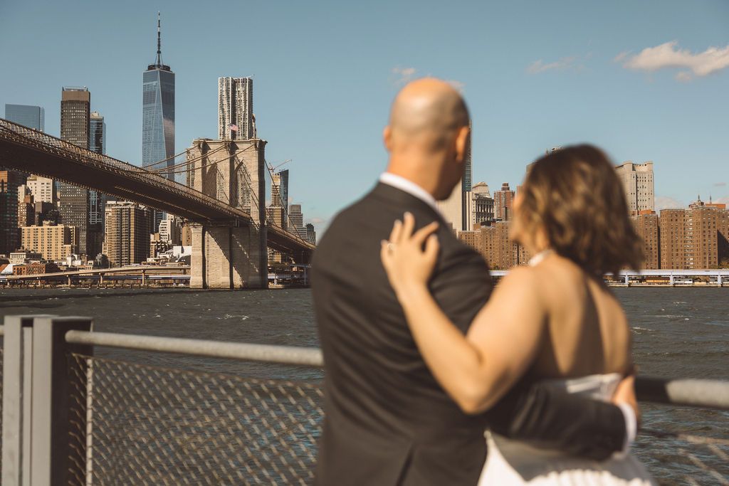 couple hugging during their bridal session