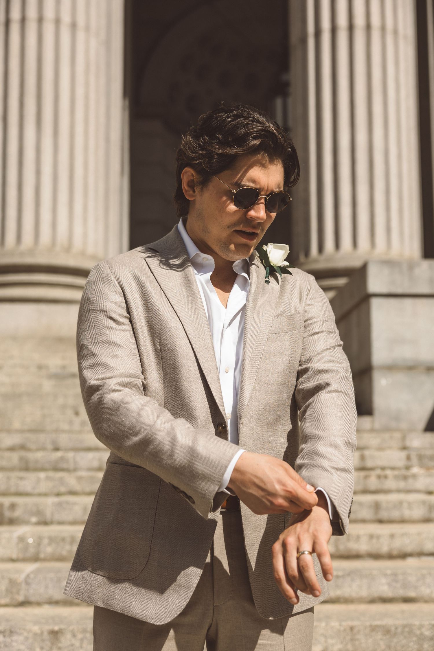picture of the groom after his elopement ceremony