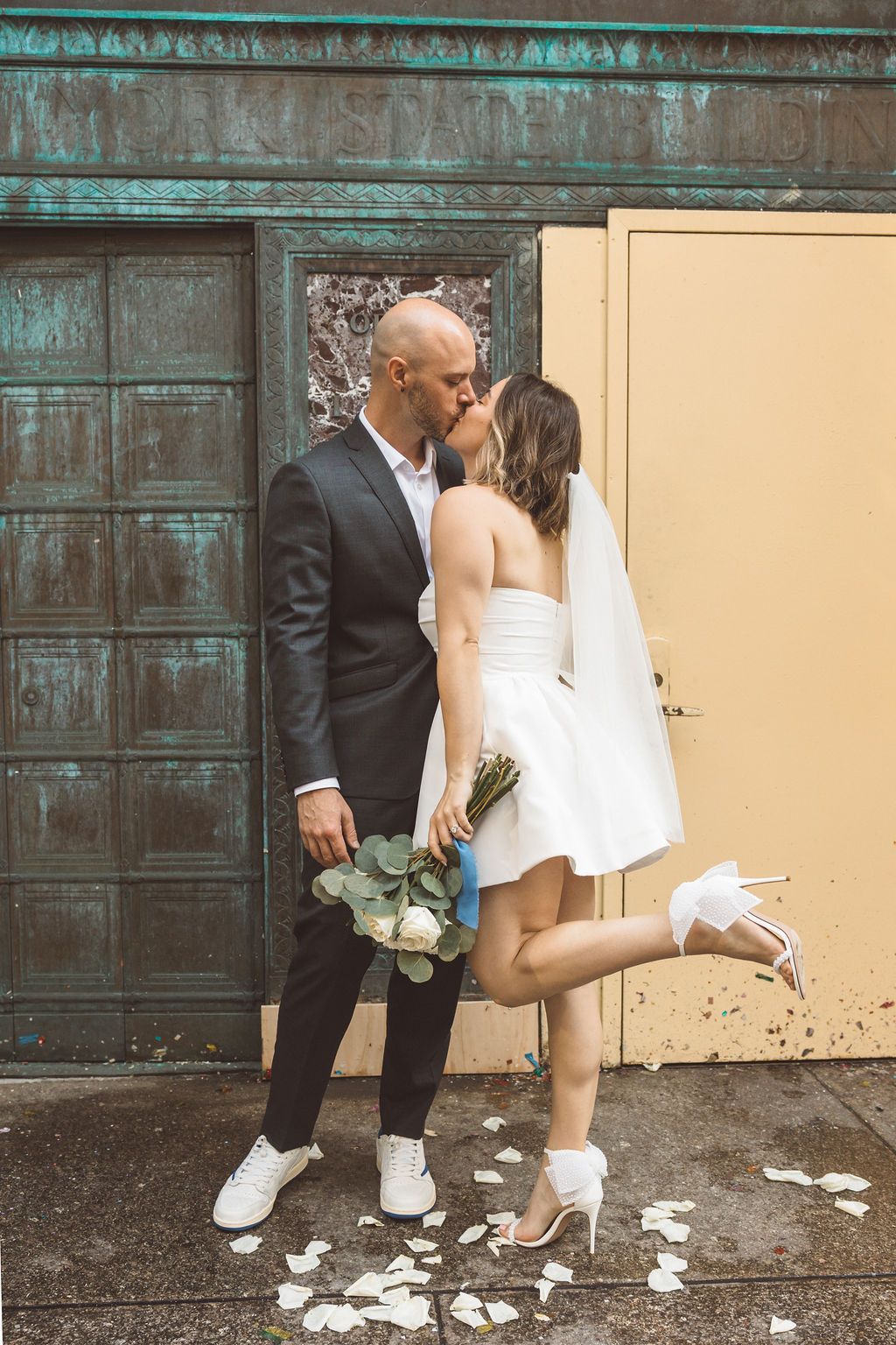 couple laughing with each other after their ceremony