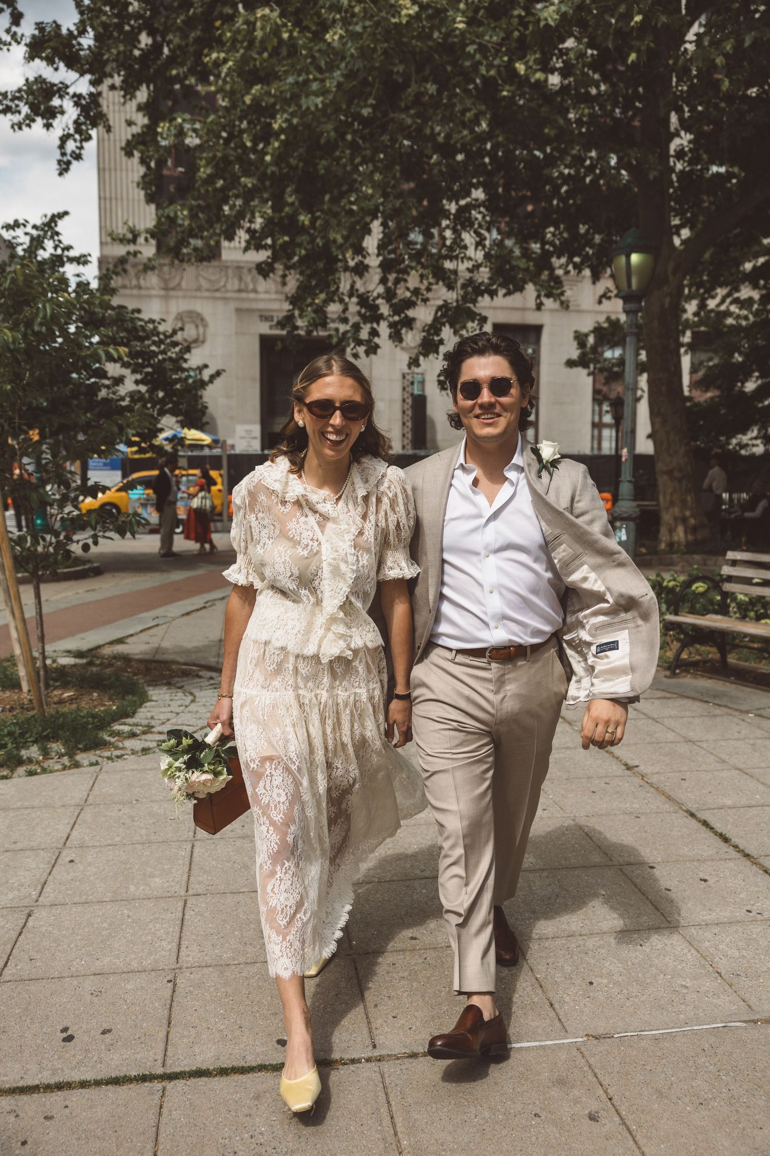 cute picture of the bride and groom at their dream NY elopement