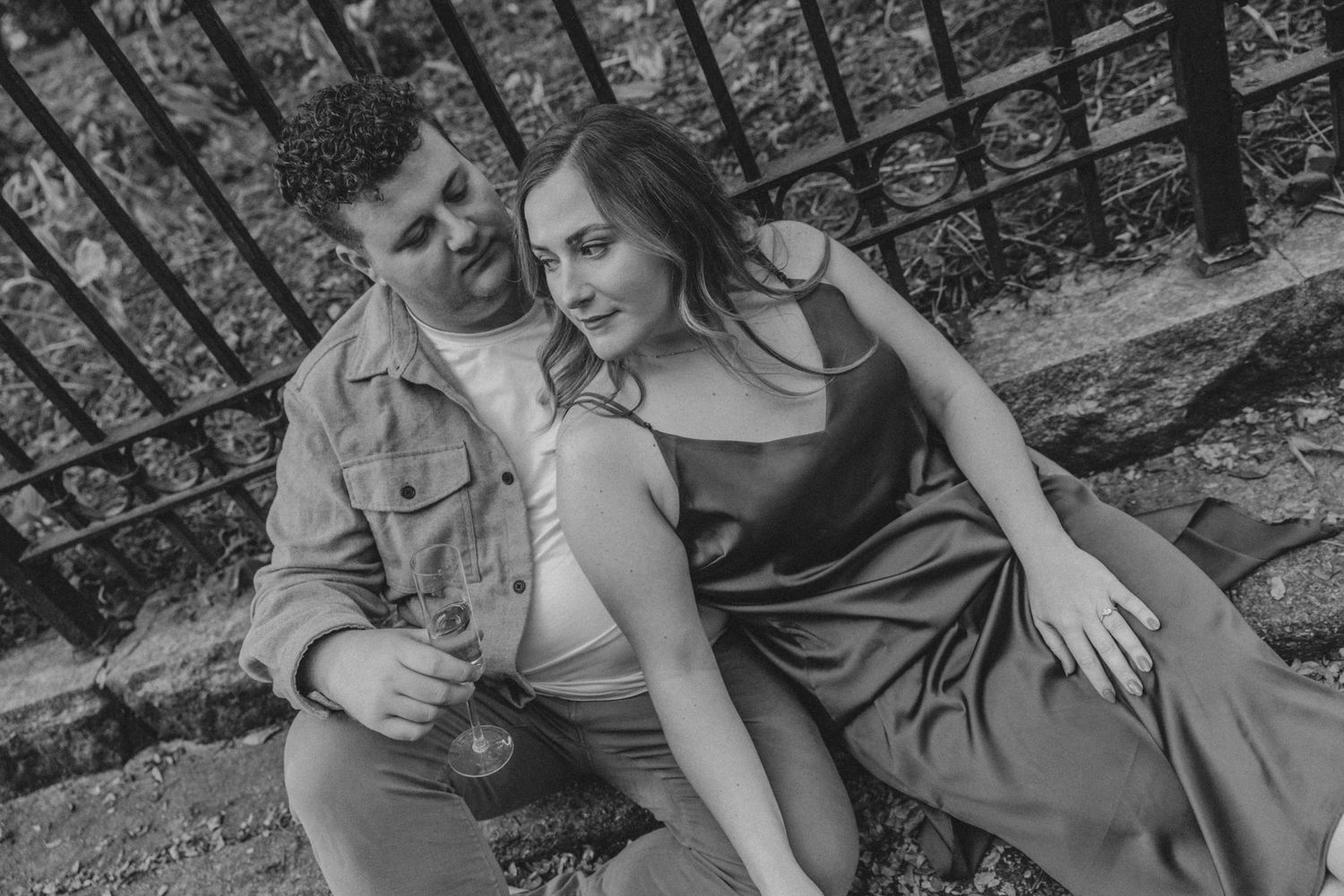 couple walking around NYC during their photoshoot