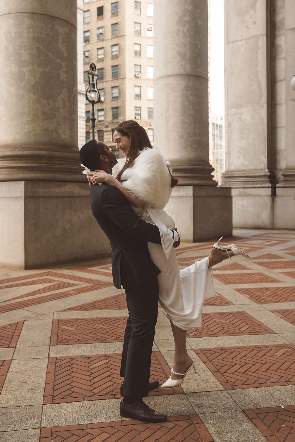 couple dancing during their bridal session in NYC