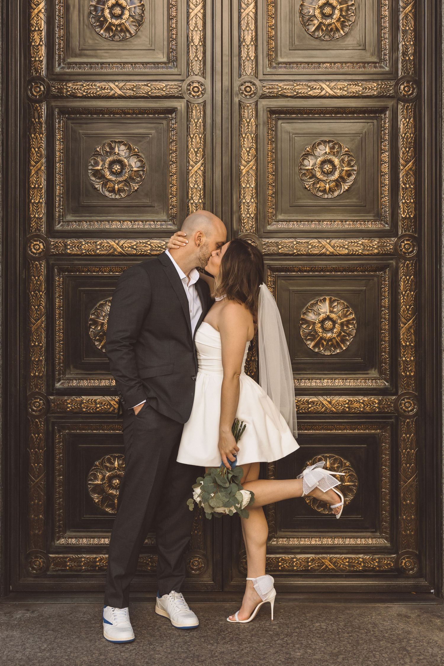 Cute picture of the newly married couple at their bridal session