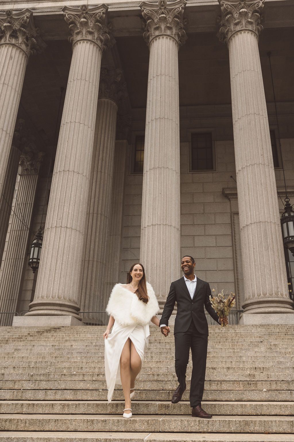 picture of the newlyweds smiling at each other