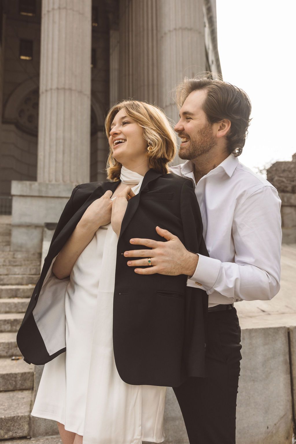cute picture of the newlyweds hugging