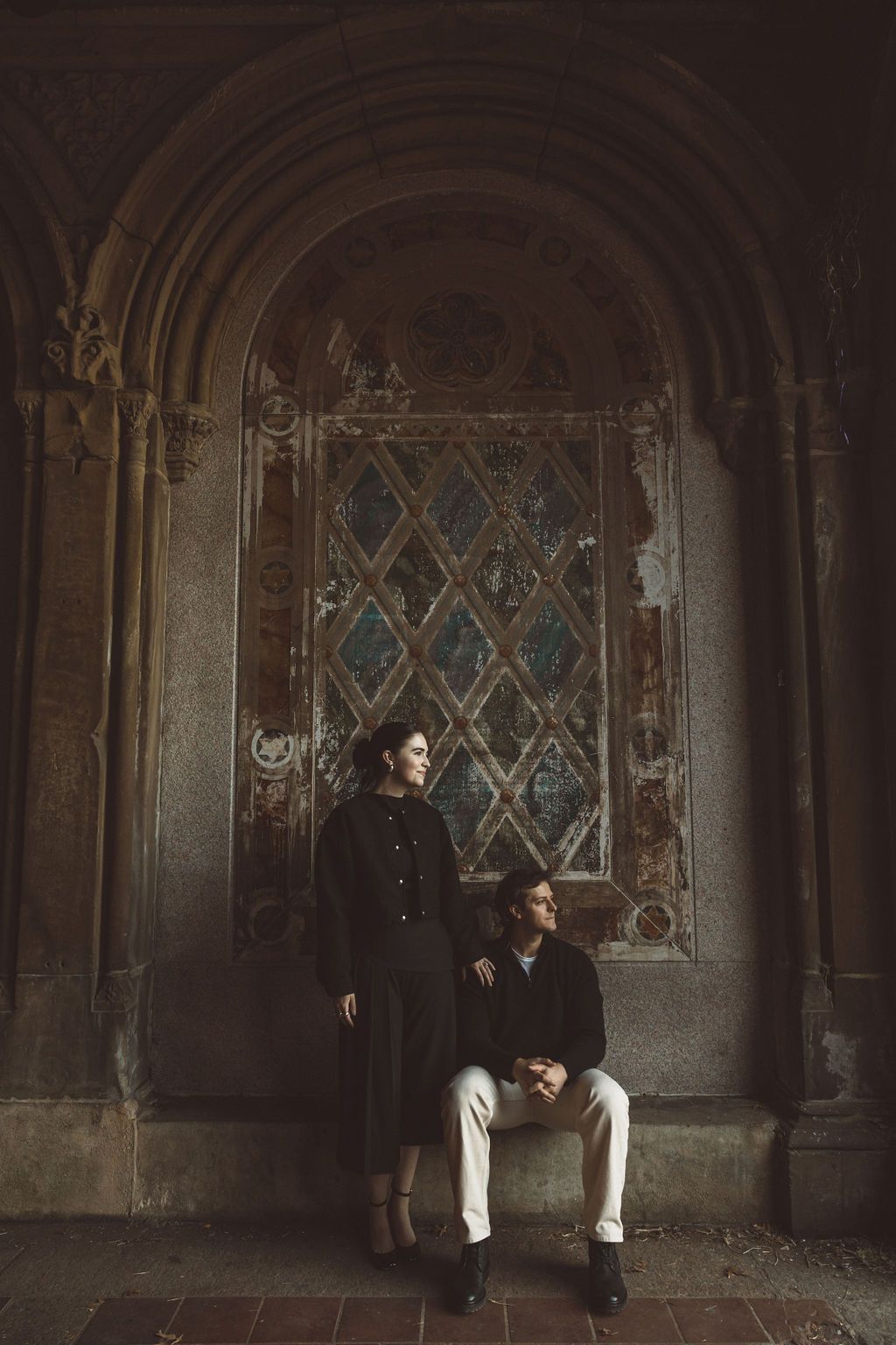 moody NYC couple portraits