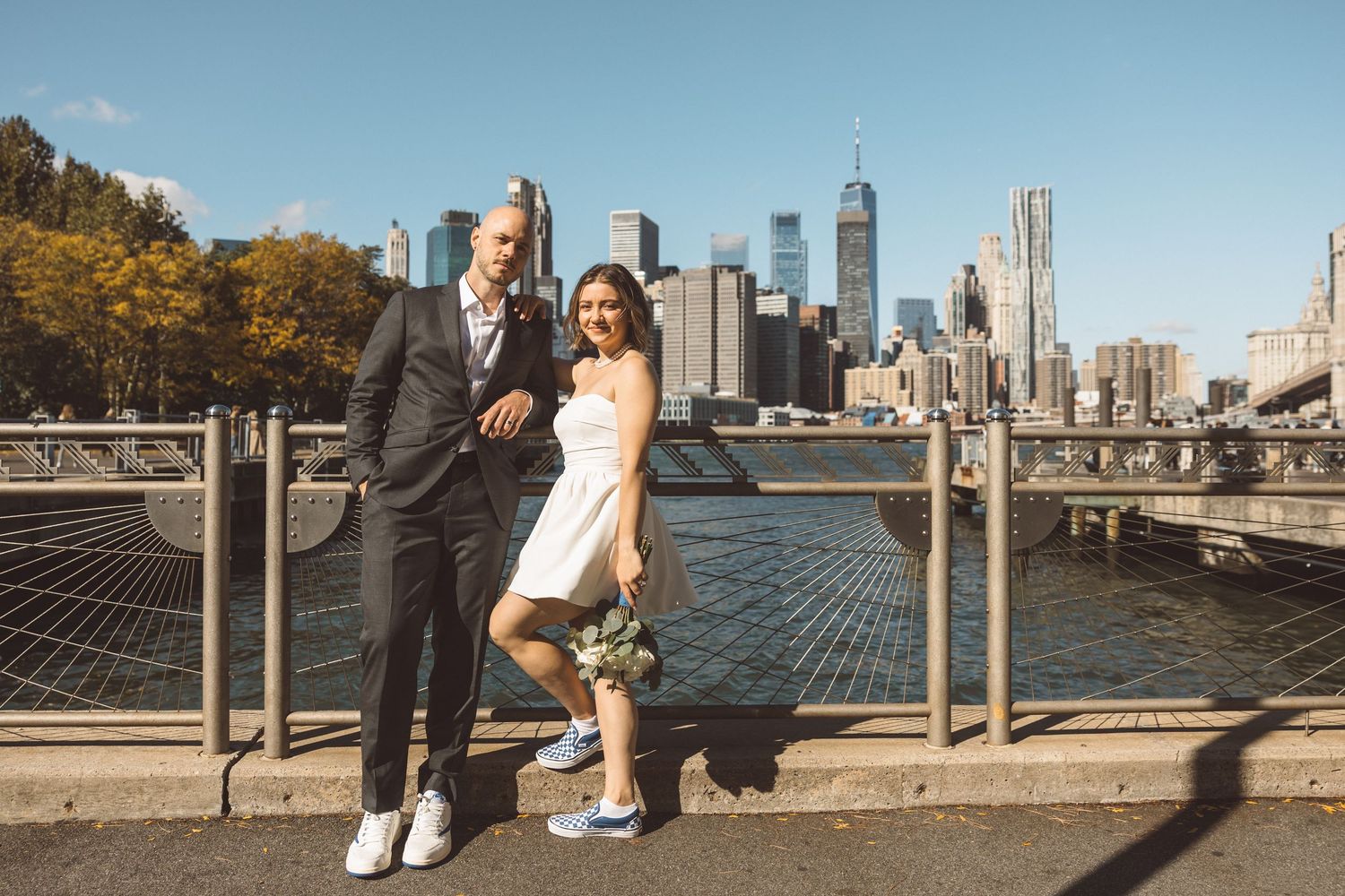 bride and groom at their dream, New York City element