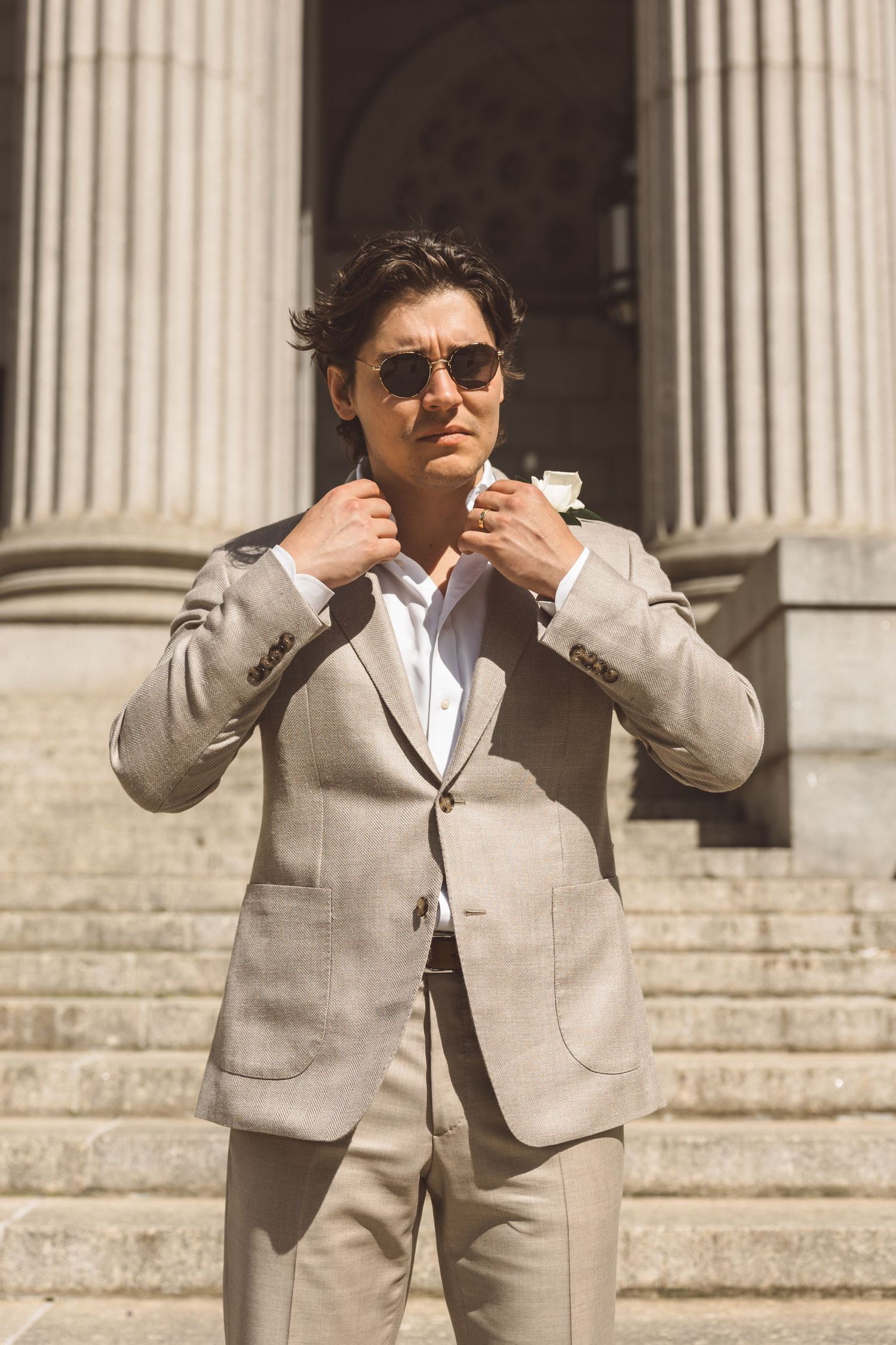 portrait of the groom during his bridal session