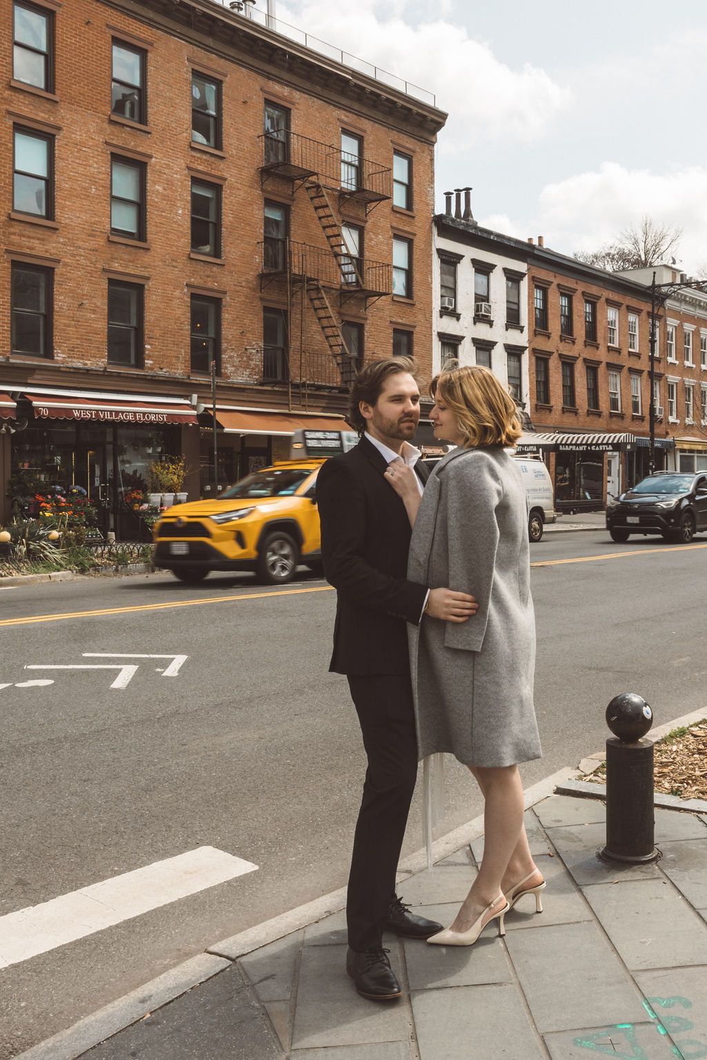 portrait of the newly married couple kissing