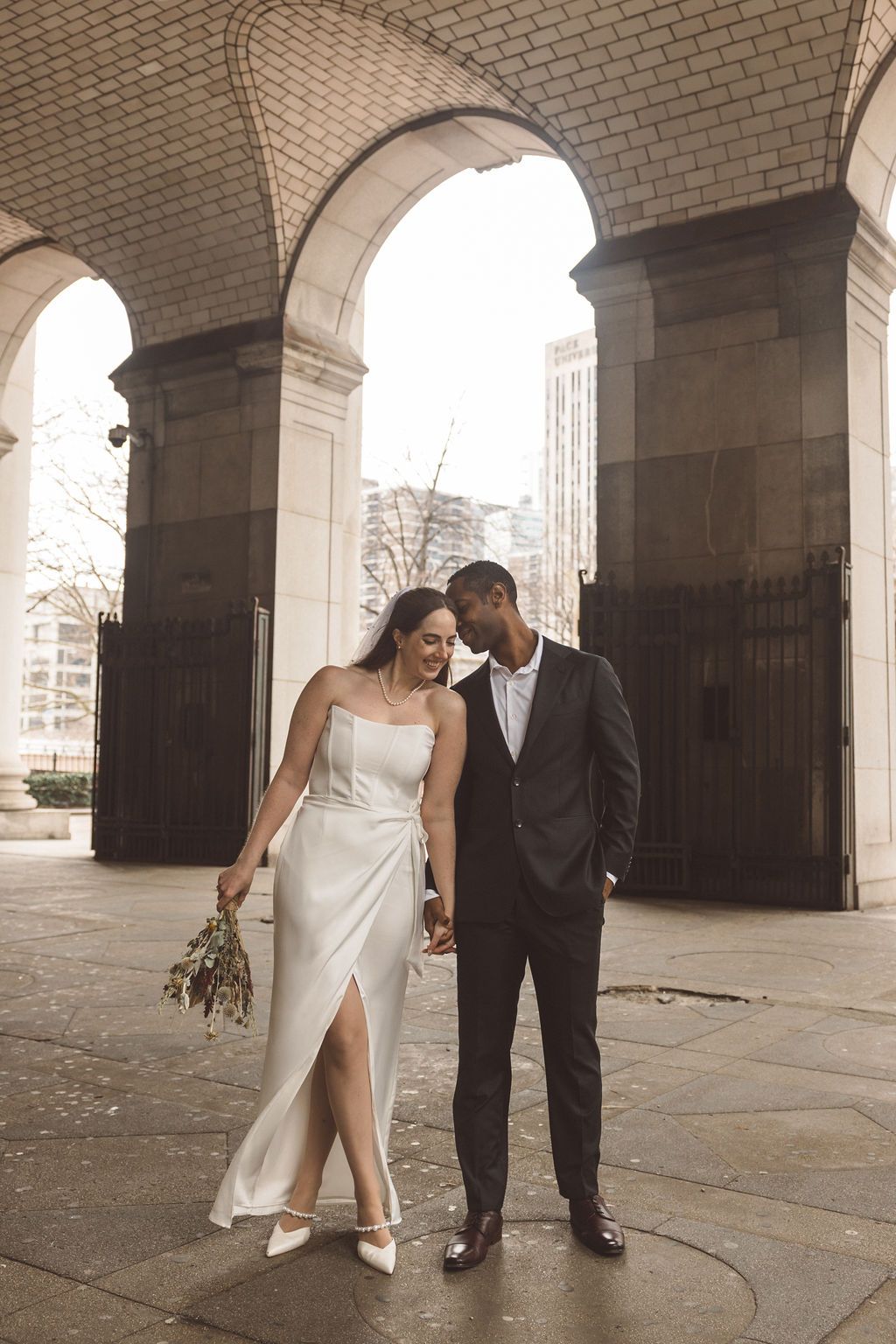 cute picture of the newlyweds hugging