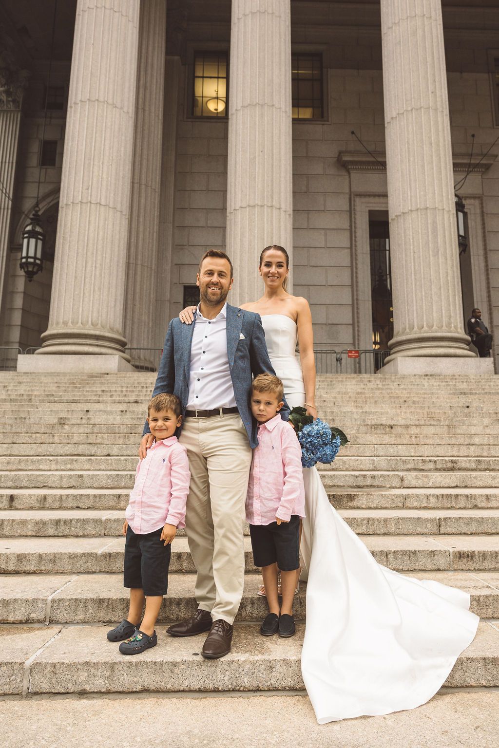 cute picture of the newlyweds and their kids