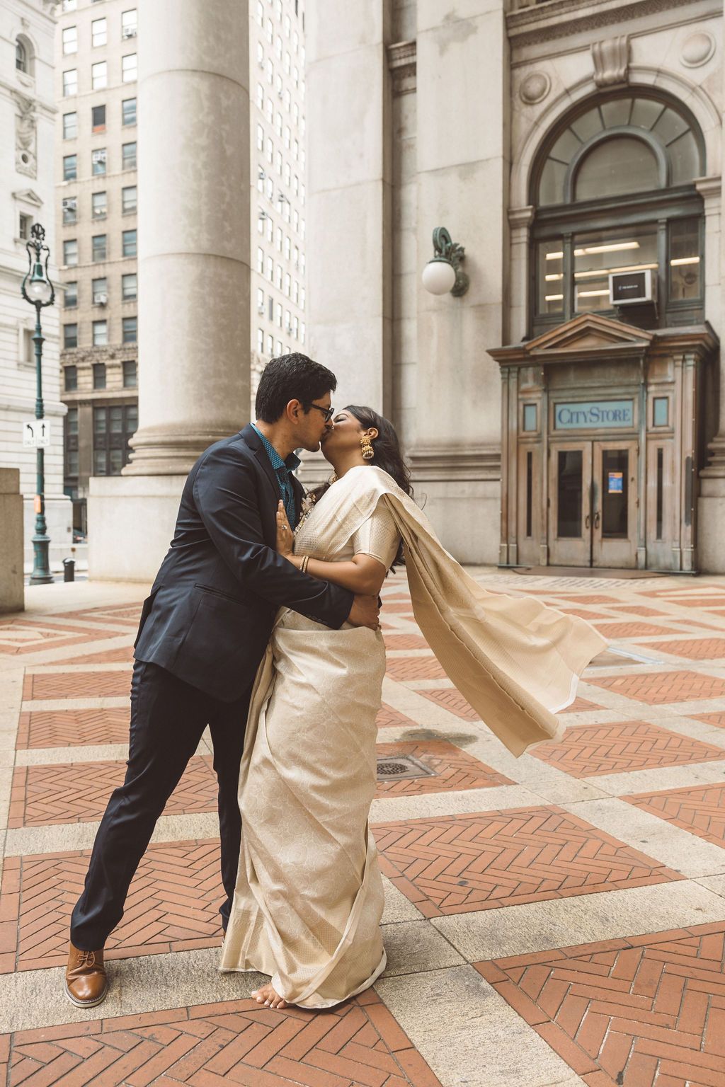 cute couple dancing during their bridal session