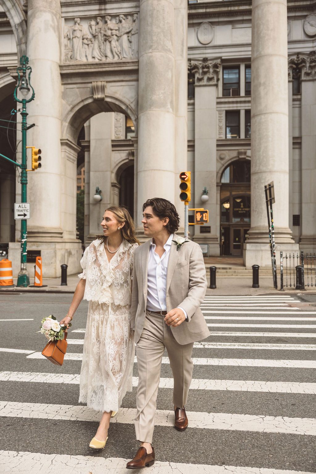 golden hour bridal photos in NYC