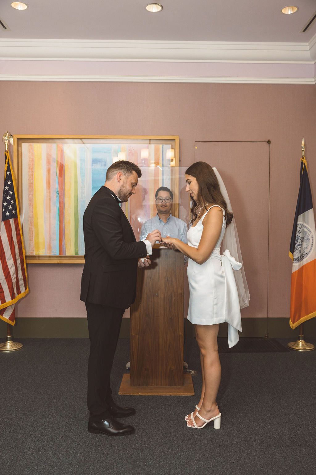 bride and groom at their intimate NYC ceremony