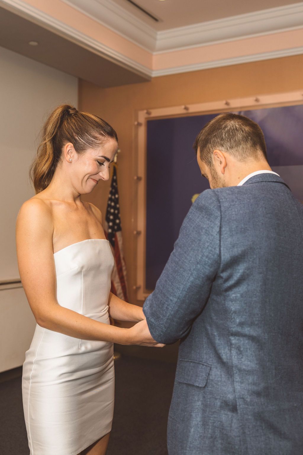 Bride and groom emotional during their ceremony