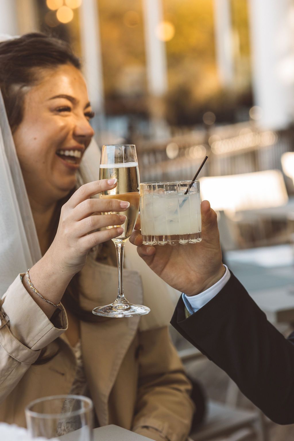 couple having the best time celebrating their elopement in NYC