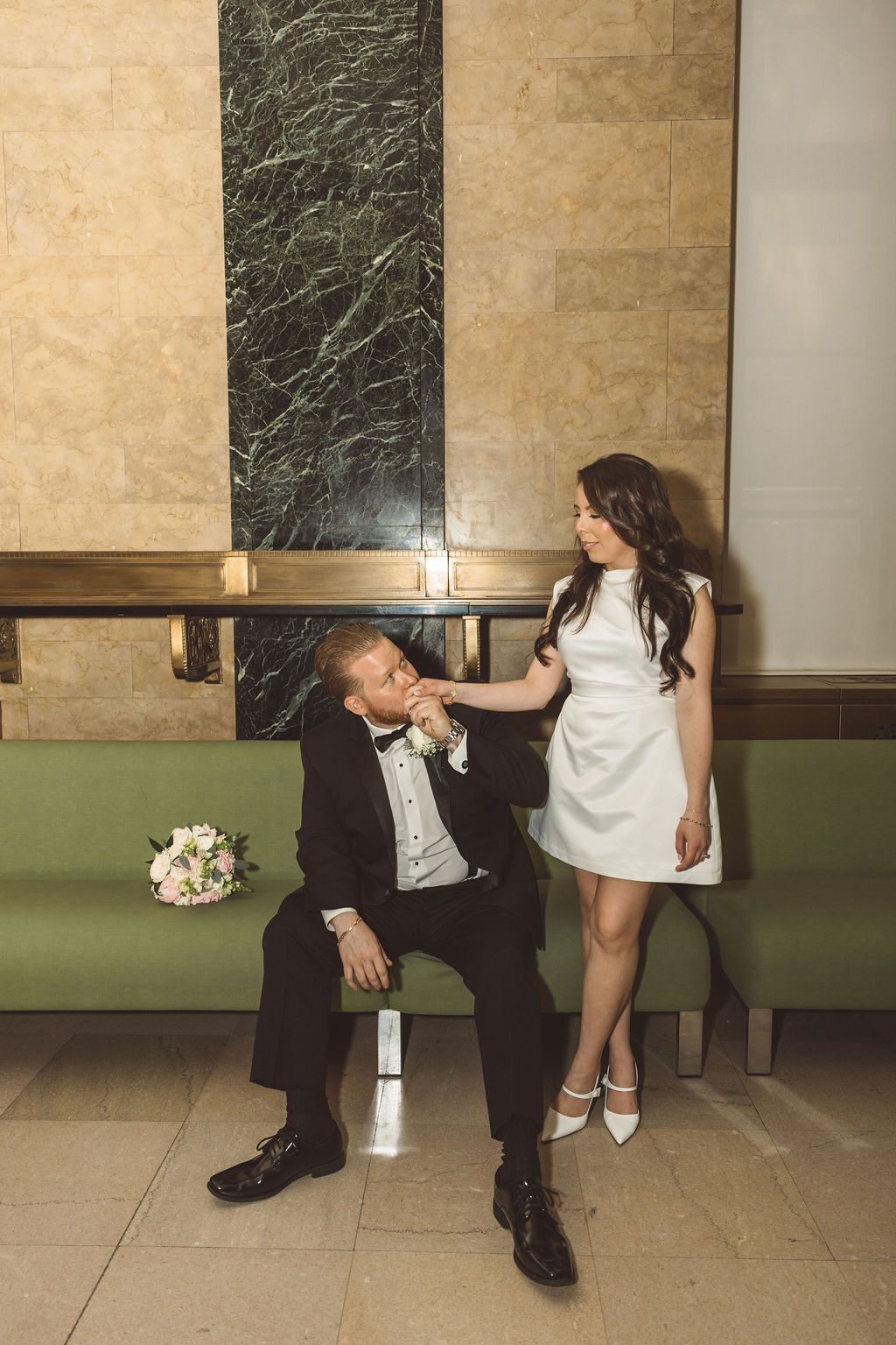 cute picture of the bride and groom smiling at each other
