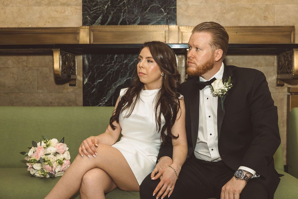 bride and groom before their intimate wedding ceremony