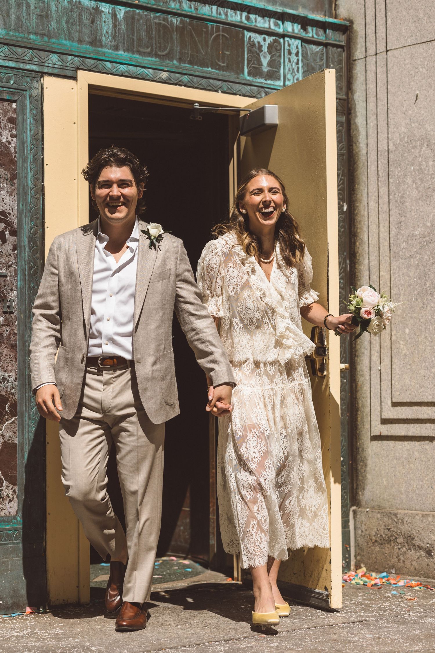 cute picture of the bride and groom at their dream NYC elopement