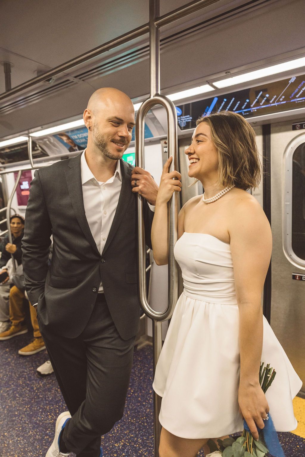 cute portrait of the newly married couple